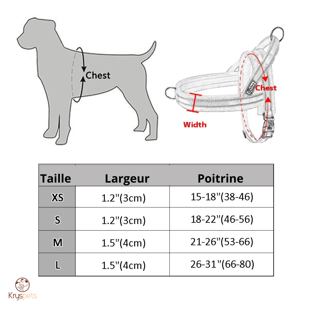 Harnais chien anti traction rembourré- KrysWINTER™